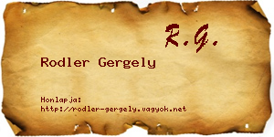 Rodler Gergely névjegykártya